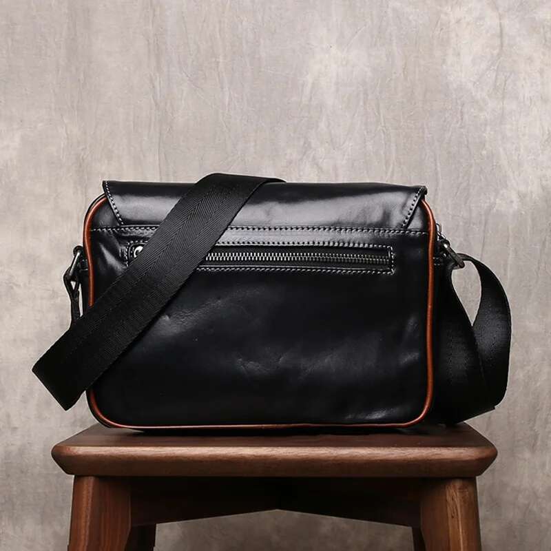 New Casual Handbag Leather Briefcase Men's Postman Flip Cover Crossbody Business Office Bag