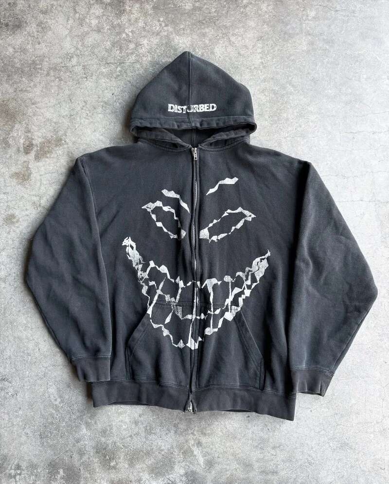 American New Haruku Gothic Vintage Oversized Skull Print Hoodie Women Y2K High Street Hiphop Popular Casual Sweater Sweatshirt