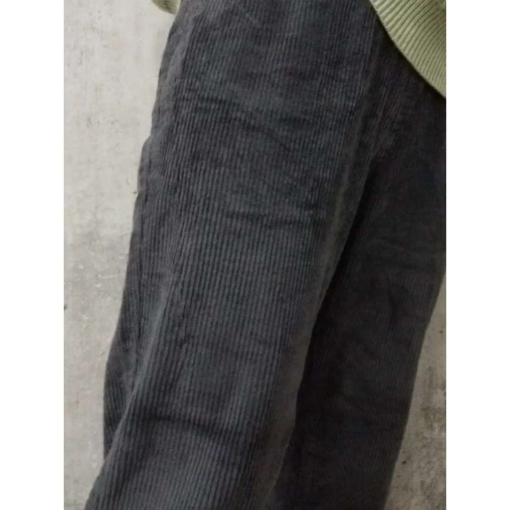 Corduroy For Elastic Waist Solid Color Trouser 2025 Spring New Women Cloths Pockets Casual Pants