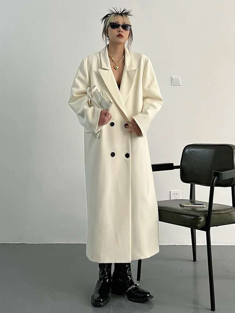 Yellow Big Size Length Blazer Women New Notched Long Sleeve Loose Fit Jacket Fashion Tide Spring Autumn 2025 30A1839