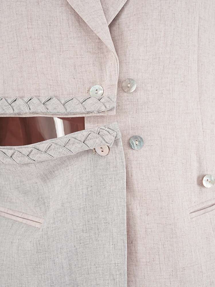 Apricot Irregular Spliced Casual Blazer Women New Lapel Long Sleeve Loose Fit Jacket Fashion Tide Spring Autumn 2025 Cpdb238