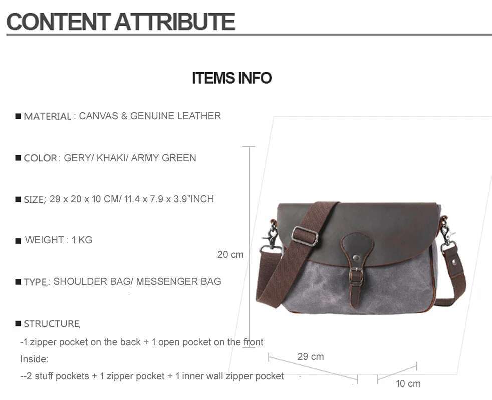 Vintage Casual Canvas & Genuine Leather Small Square For Men Simple Horizontal Shoulder Unisex Messenger Youth Bag M104