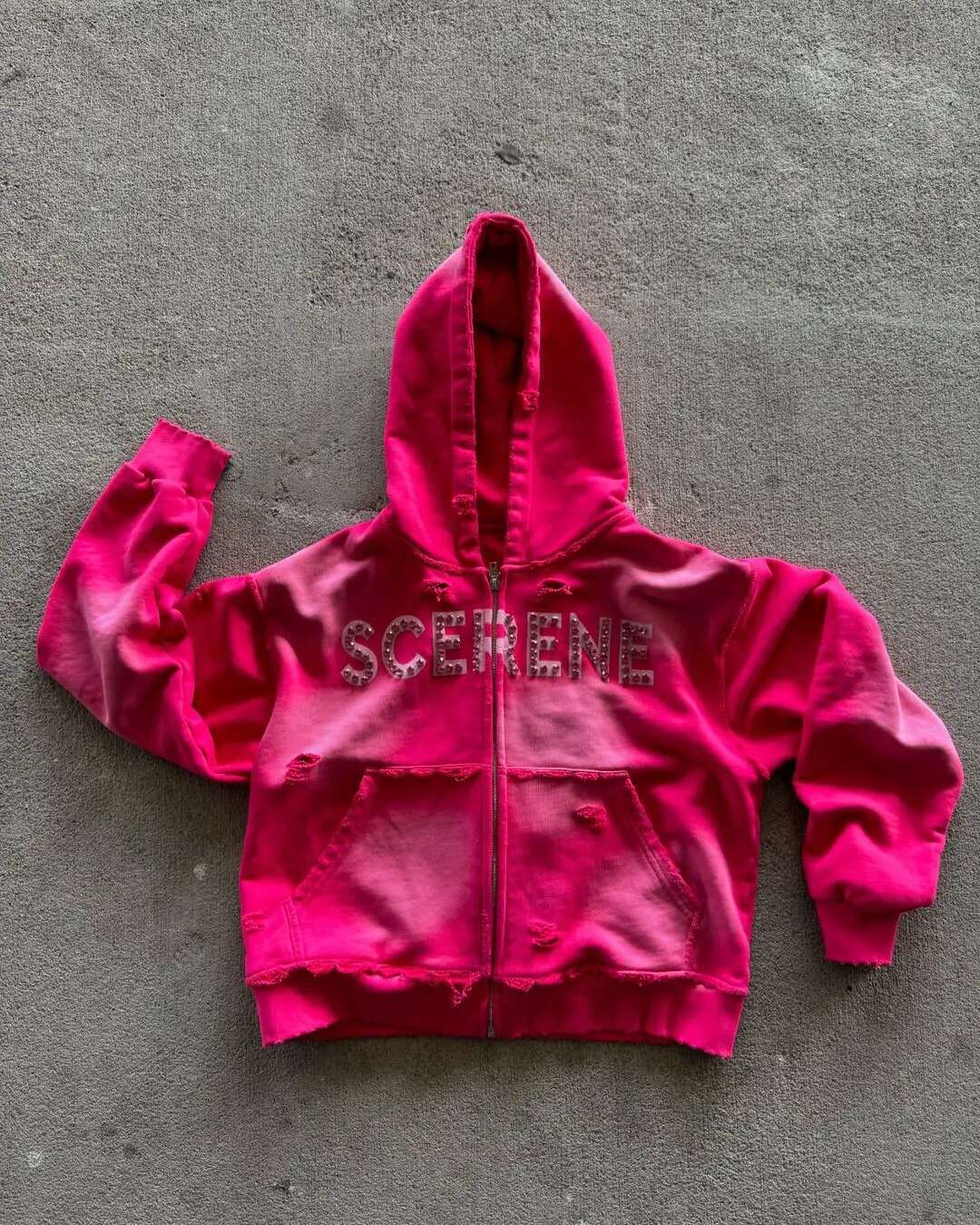 Oversized Letter Pattern Rhies Sweatshirt Y2k Clothes Gothic Punk Hole Black Hoodies Men and Women Casual Zip Up Hoodie