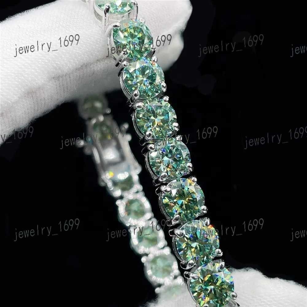 Pass Diamond Tester Hip Hop Tennis Chain Link Custom 4mm 5mm 6mm Round Cut VVS Blue Green Moissanite Tennis Bracelet Necklace