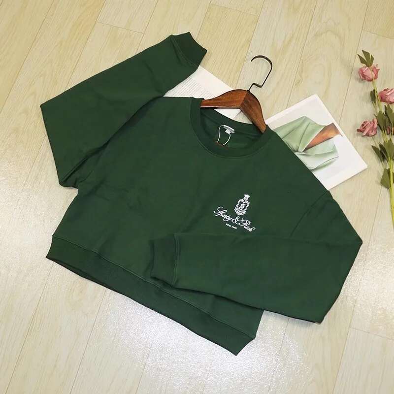 100% cotton graphic letter print women round neck long sleeve autumn winter cropped sweatshirt female