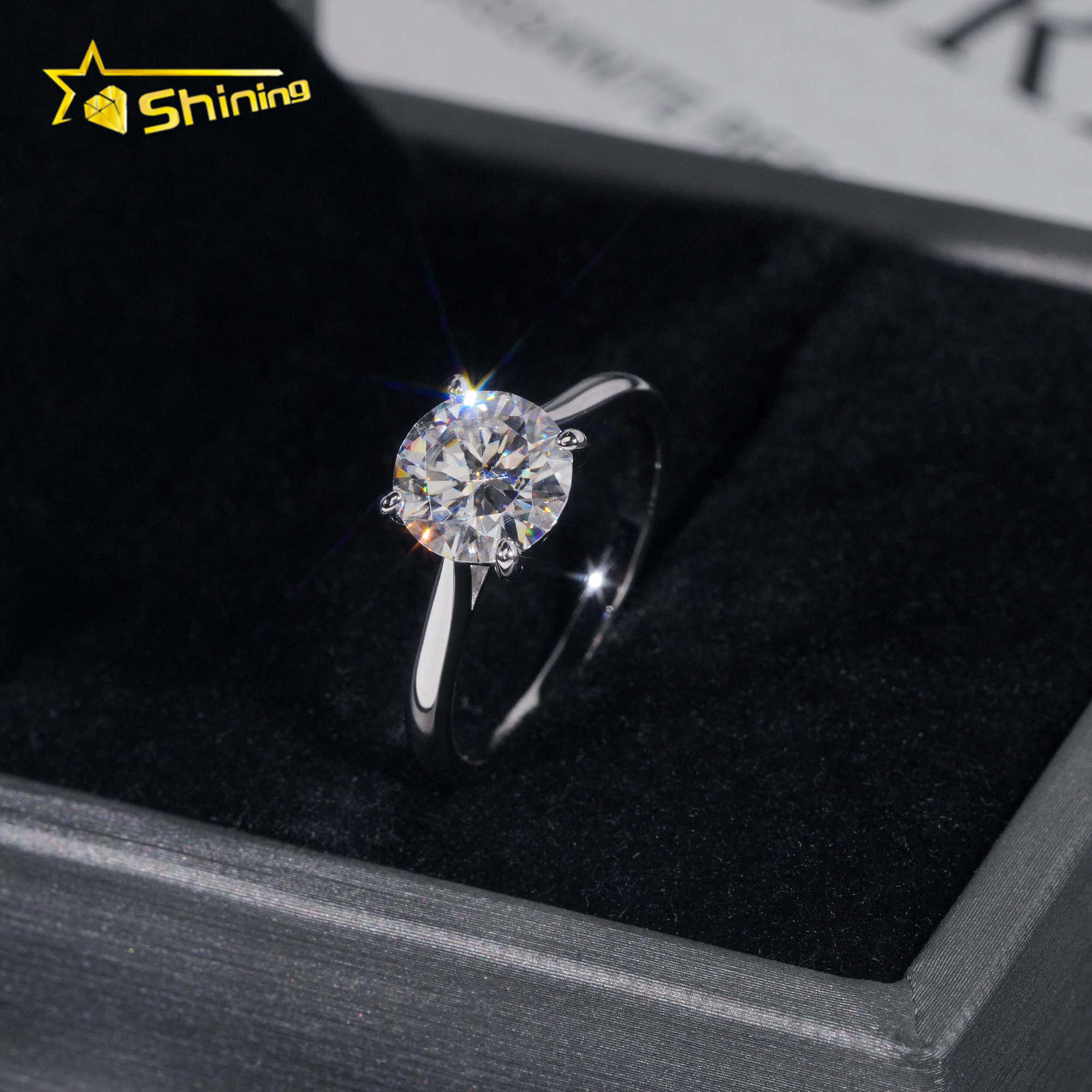 Classical Cathedral Setting Women Wedding Pass Diamond Tester Moissanite 925 Sterling Silver 18K Gold Plated Engagement Ring