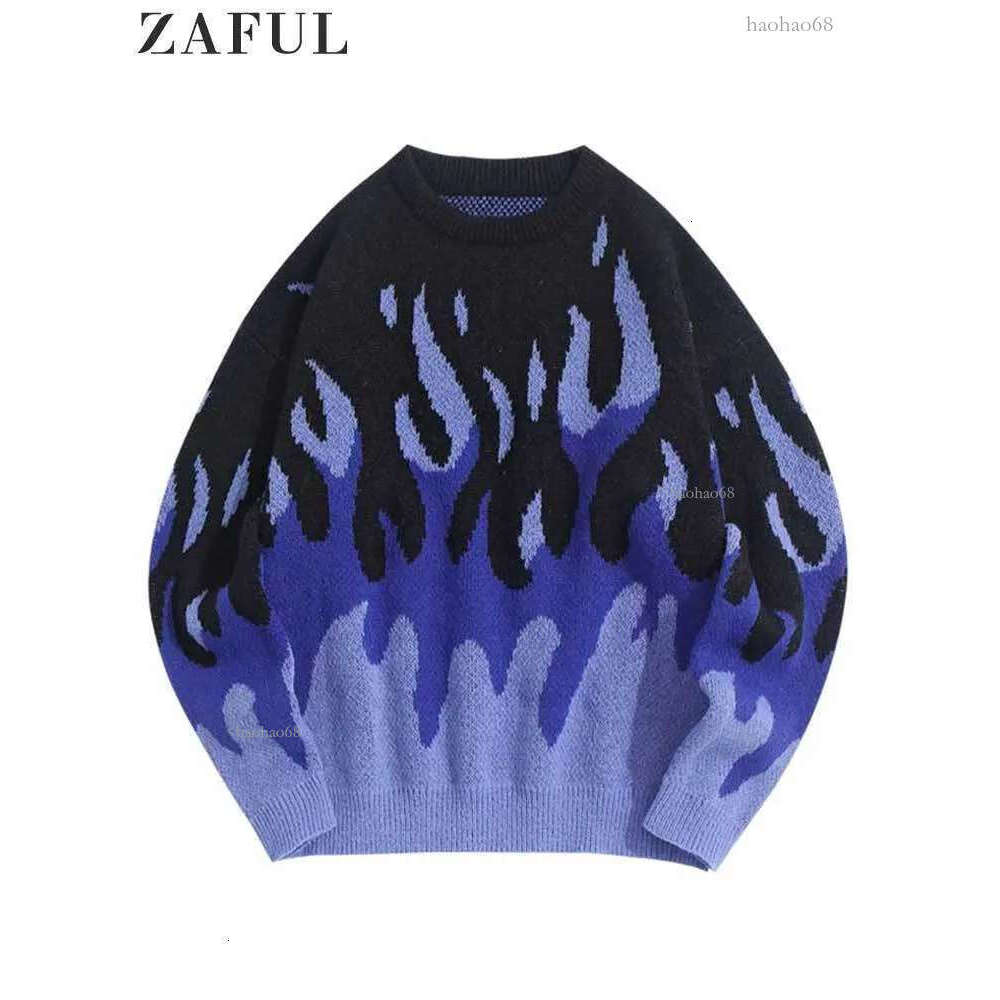 Men s Sweaters Sweater for Men Fire Flame Graphic Y2K Streetwear Knit Pullover Long Sleeves Fall Winter Warm Jumper masculino 230906
