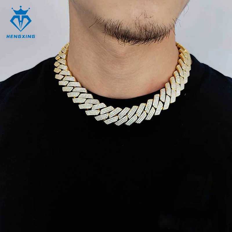 Hip Hop Jewelry 18mm Iced Out Cuban Chain Necklace Gold Plated Moissanite Cuban Link Chain and Bracelet