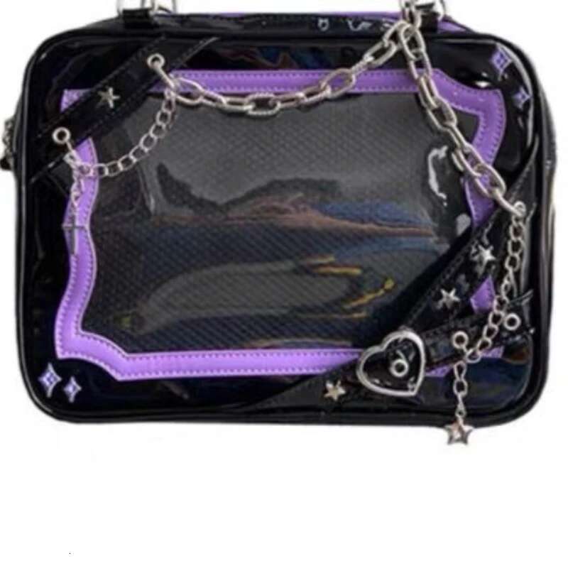 Y2k Aesthetic Patchwork Chain Women's Handbags Vintage Fashion Punk Gothic Underarm Bag Streetwear Transparent Shoulder Ita Bags