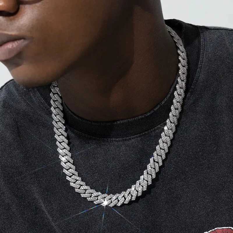 Wholesale 14mm Hip Hop Vvs Diamond Necklace Bracelet Dropshipping Silver Iced Out Cuban Link Moissanite Chain