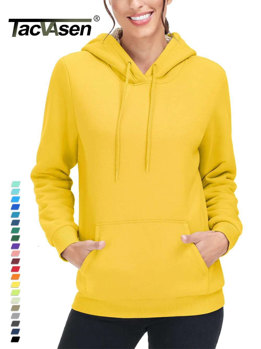 TACVASEN Winter Fleece Hoodie Womens Thick Warm Sherpa ed Hooded Sweatshirts Ladies Loose Hoodies Streetwear Pullover Tops