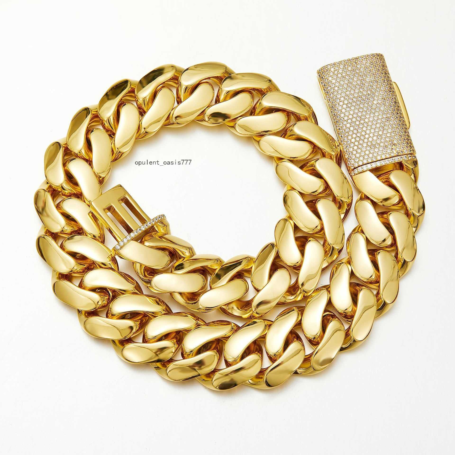 14mm-22mm Wide Chunky Hip Hop Bling Iced Out moissanite Bold Polishing Gold Miami Cuban Link Chain Bracelets for Men Rapper Jewelry