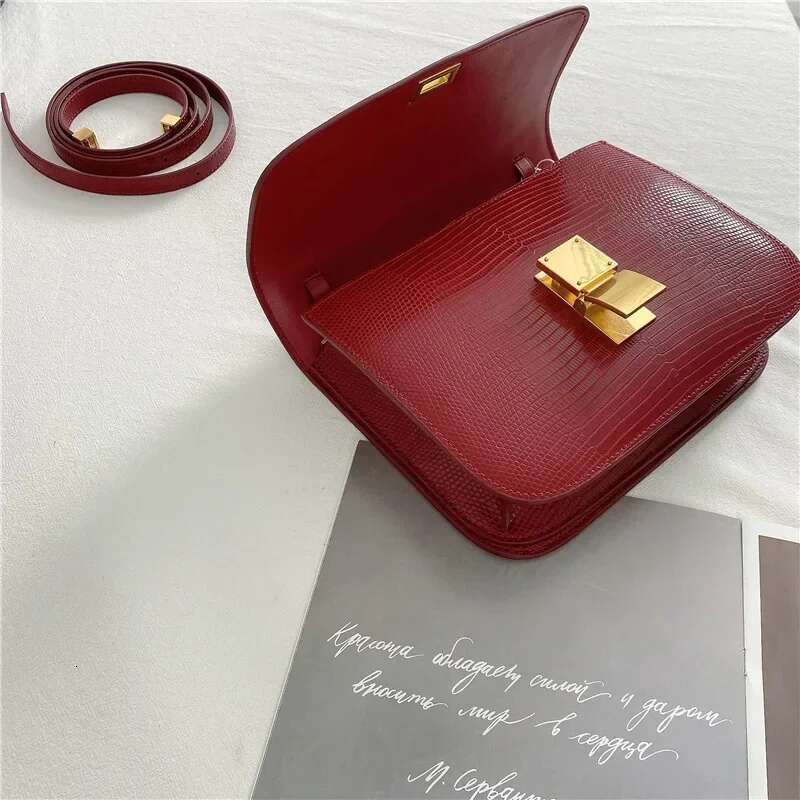 New Autumn Genuine Leather Tofu Bags For Women High Quality Lizard Pattern Ladies Shoulder Famous Brands Messenger Bag 2023