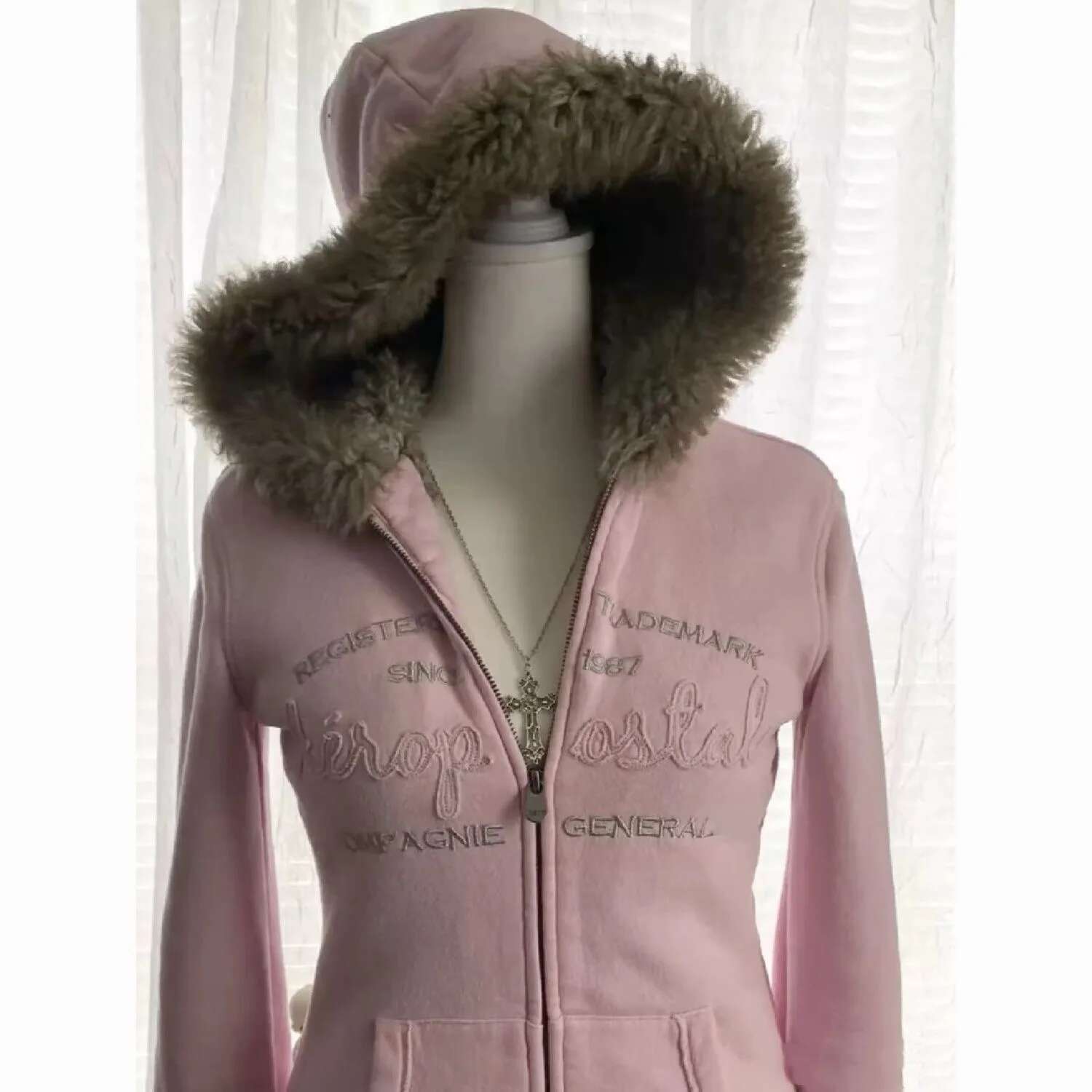 2024 Winter Warm Zip Up Oversizeds Fur Hood Collar Design Hoodies Slim Fit Pink Element Cardigan Waist Sweatshirts