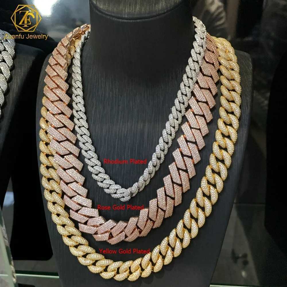 Ready to Ship 14mm 16mm 18mm 20mm Vvs Moissanite Big Hip Hop Mens Rapper Diamond Chain Necklace 2 Row Cuban Link Chain