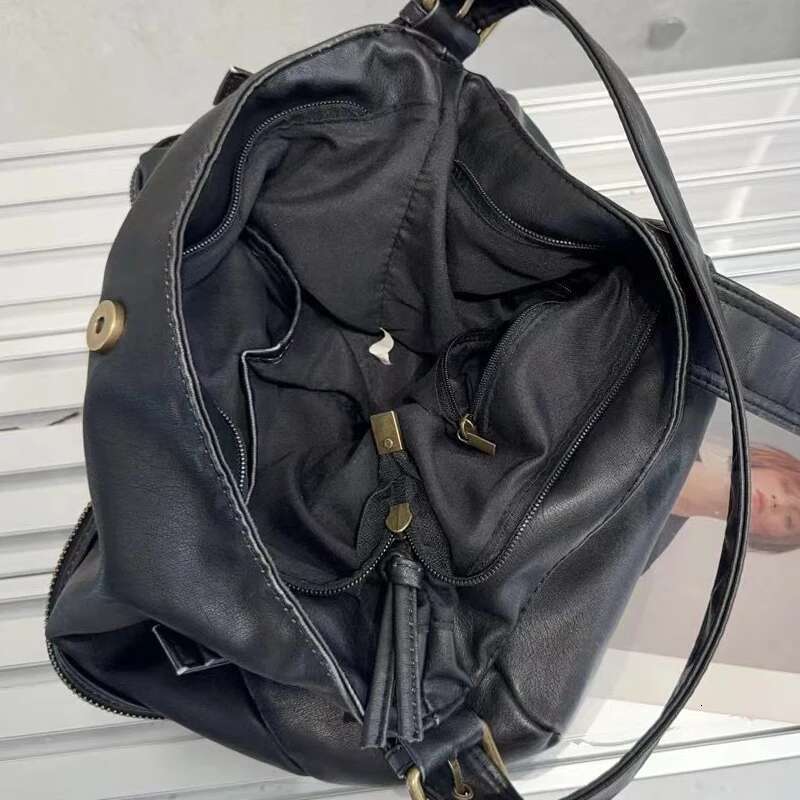 Vintage Messenger Bags For Women Designer Handbag And Purses 2024 New In PU Distressed Multiple Pockets Underarm Shoulder