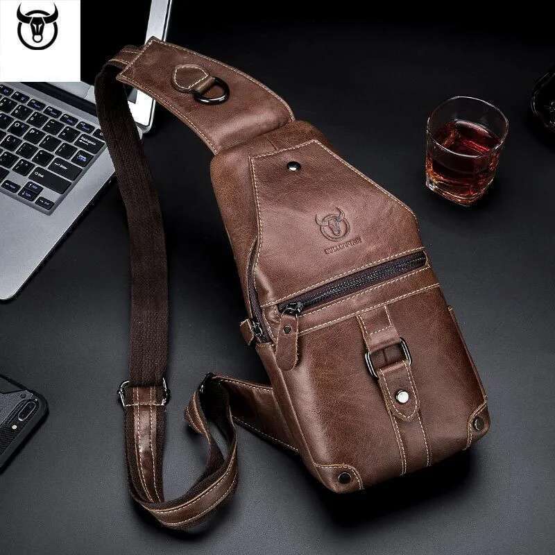 Fashion Men's Genuine Leather Shoulder Brand Style Chest Bag Shoulder Bags For Men Male Messenger Crossbody Bag