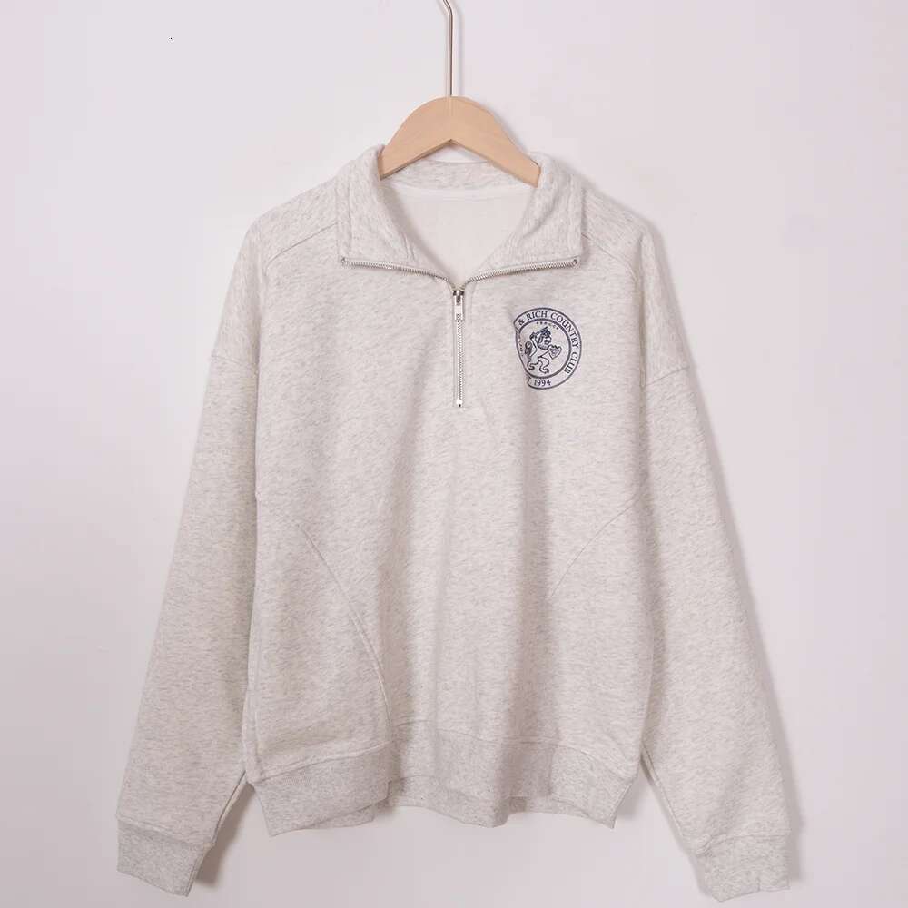 5W242 Club Letter Graphic Print Sweatshirt Women Turn-Down Collar Long Sleeve Sporty Female Pullover Vintage Casual Lady Top