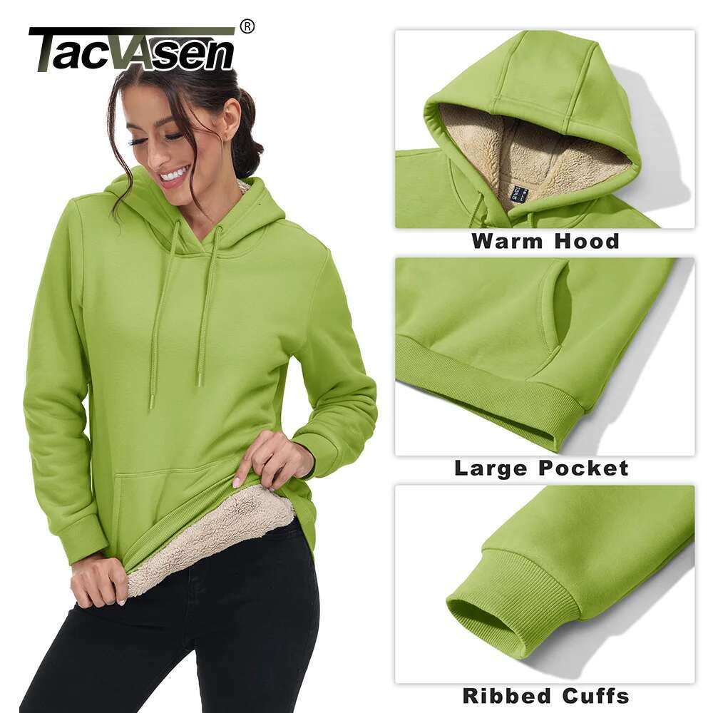 TACVASEN Winter Fleece Hoodie Womens Thick Warm Sherpa ed Hooded Sweatshirts Ladies Loose Hoodies Streetwear Pullover Tops