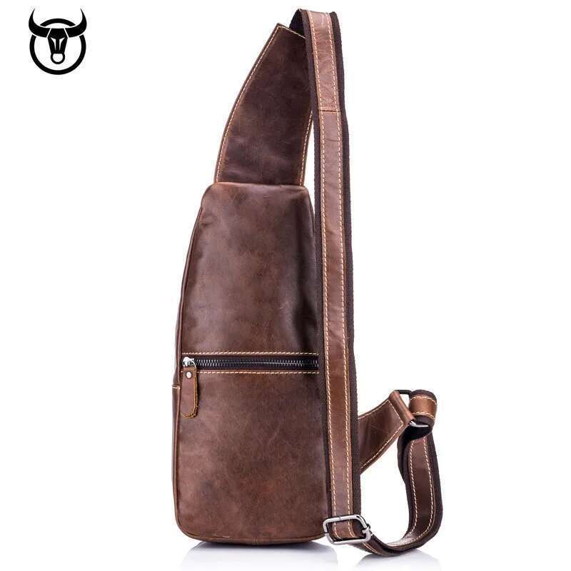 Genuine Leather Men's Chest Designer Cowhide Brand Men Crossbody Shoulder Bags Diagonal Package Messenger Bag