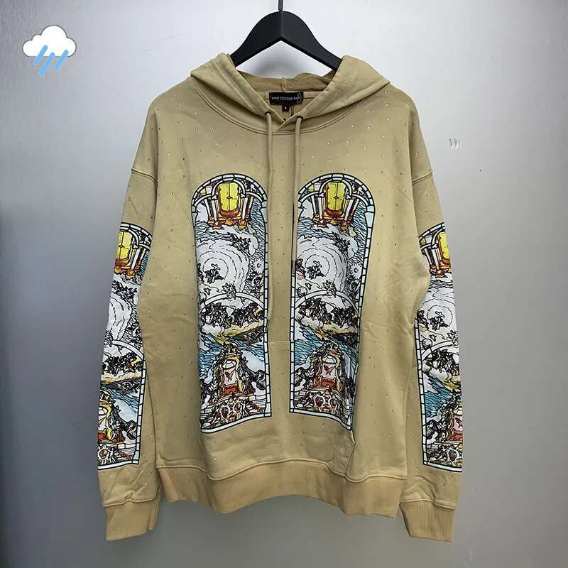 Autumn Winter Blue Light Apricot Who Decides War Hoodie Hooded Men Women High Quality Cottton Oversized Dia Studded Pullover