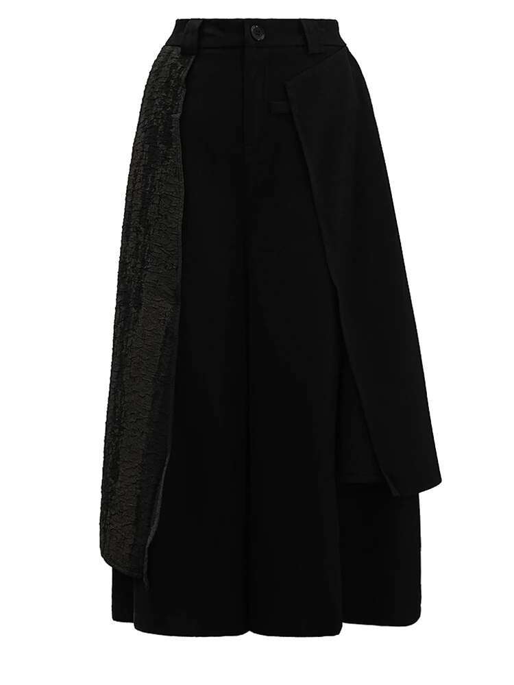 Brown Tie Dye Irregular Wide Leg Pants High Elastic Waist New Trousers Women Fashion Tide Spring Autumn 2025 Cpg1572