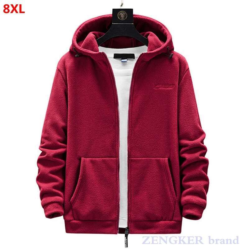 New men's outdoor plus size man hoodies spring autumn polar fleece cardigan hooded sweater jacket men sweatshirt 7XL 8XL