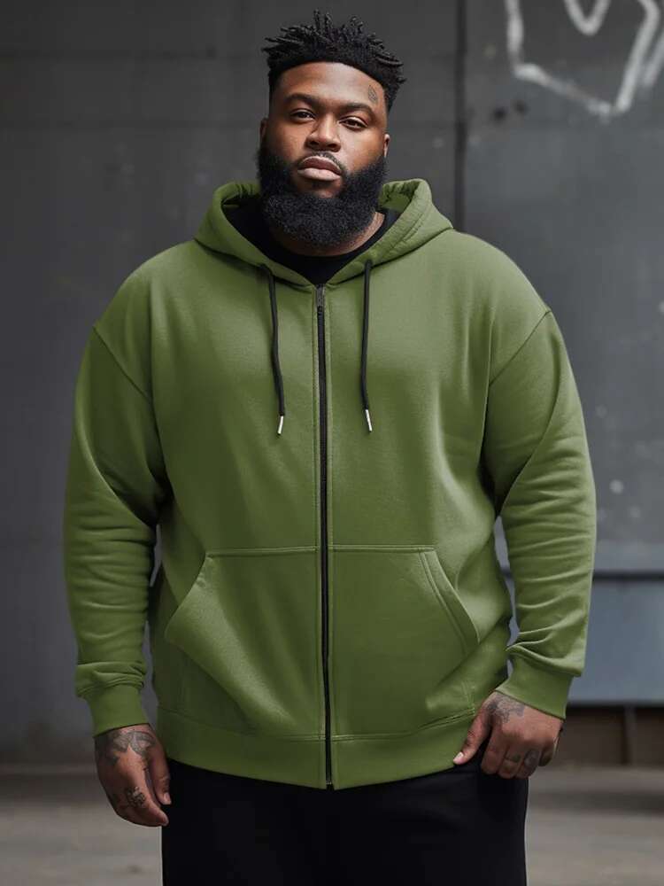 ZOOY (L-9XL) Men's Plus Size Personality Multicolor Solid Color Casual Color-Blocked Zip-Up Hoodie Jacket