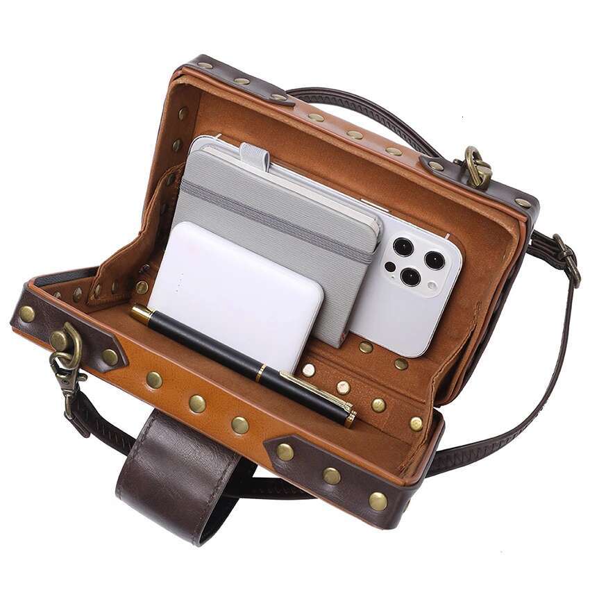 Retro Gothic Ita Women's Inced Cute Shoulder Anime Mini Lolita Wallet Purse Steampunk Briefcase Bag PU Leather Handbags
