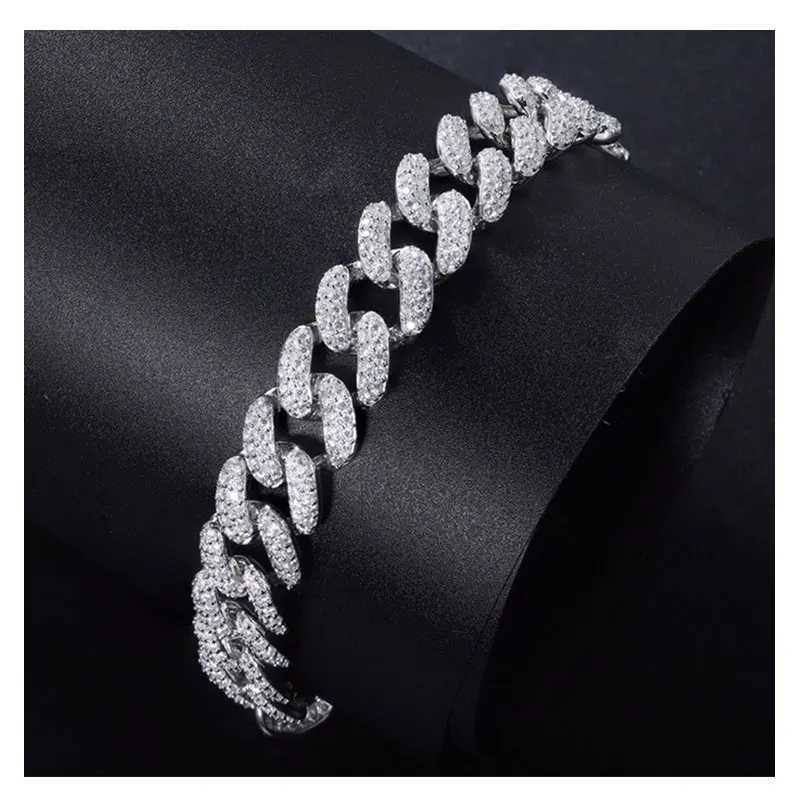 Sterling Sier Vvs Vs Moissanite Dia Hip Hop Iced Out Miami Cuban Link Bracelets Anniversary Gift Bracelet