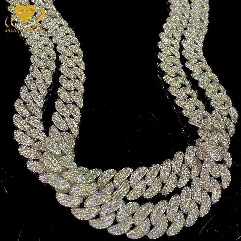 Hip Hop Jewelry Ice Out Sier Silica Chain Cuban High Quality Tested With GRA Certificate