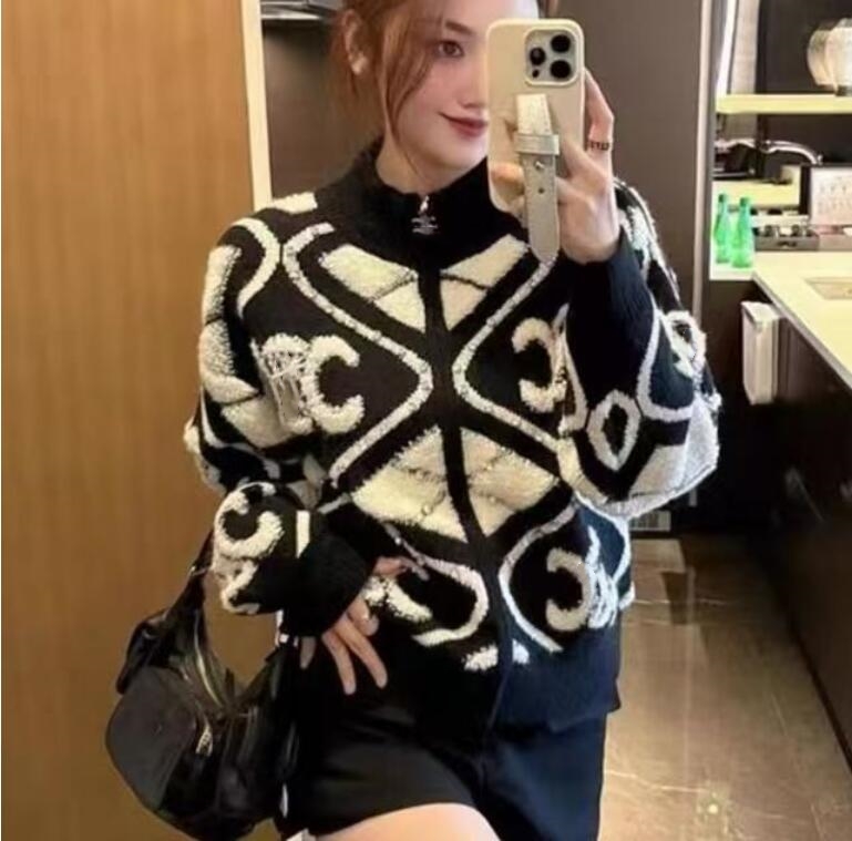 Designer Clothes Luxury New Women Sweaters Long Sleeve Casual black Cardigan Knit with Zipper Sweater coat Fashion Letter Print women Jacket