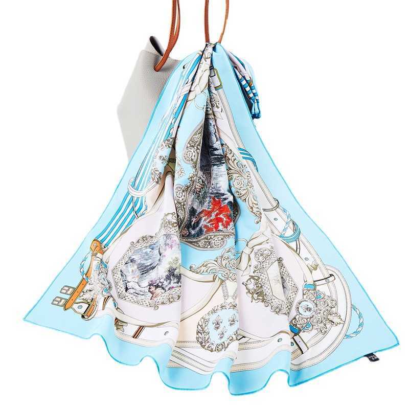 Summer 100% mulberry silk womens scarf beach sunscreen high-quality silk scarf square scarf womens 90cm diagonal shawl