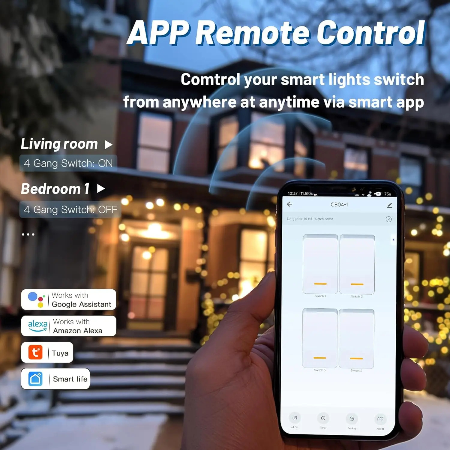 Smart Switches US Neutral WireNo Wire Required Light WiFi Touch Switch 1234 Gang Via Alexa Google Home Alice 250213