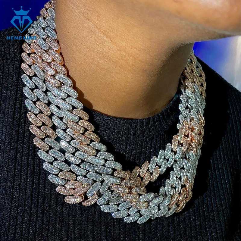 Custom Fine Jewelry 20mm 925 Sliver Rose Gold Plated Mens Cuban Chain Necklace Vvs Moissanite Miami Cuban Liink Chain