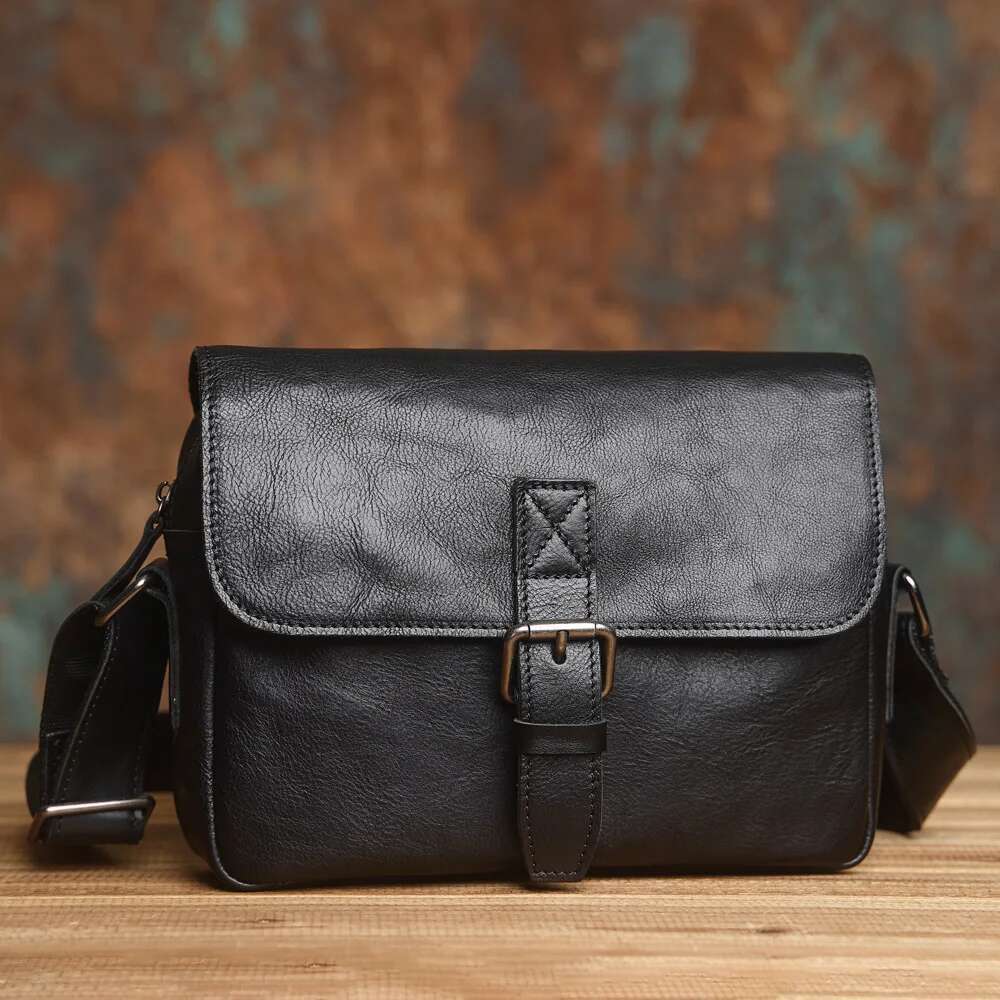 NASVA Genuine Leather Men's Shoulder Vintage Small Crossbody Casual Messenger Outdoor Sports Bag