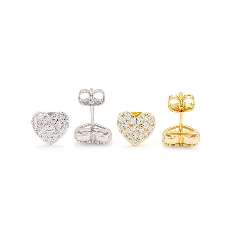 2024 new moissanite earrings s925 silver creative heart-shaped hip-hop earrings accessories