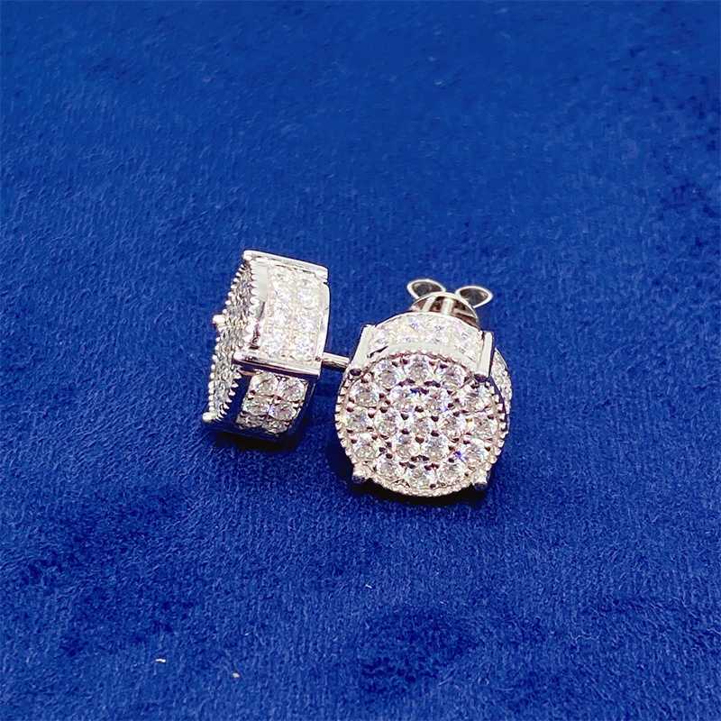 Ready To Ship Iced Out Real 10K/14K Solid Gold D/VVS Moissanite Diamond Stud Earrings