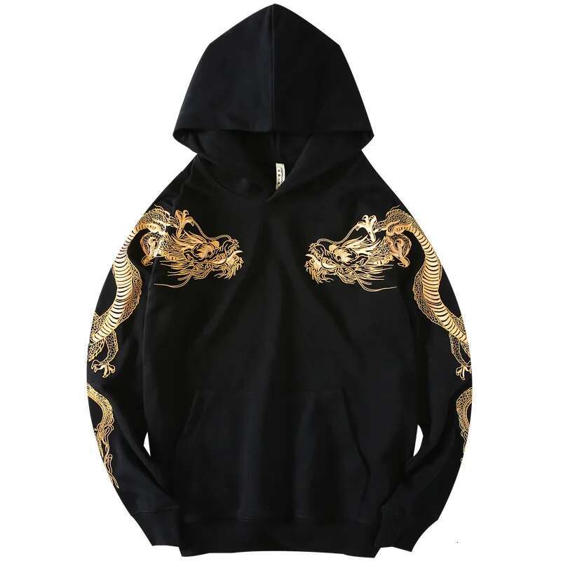 Vintage Men Dragon Embroidery Hoodies Women Hip Hop Hooded Sweatshirt Chinese Streetwear Hoody Cotton Cool Fashion 2023