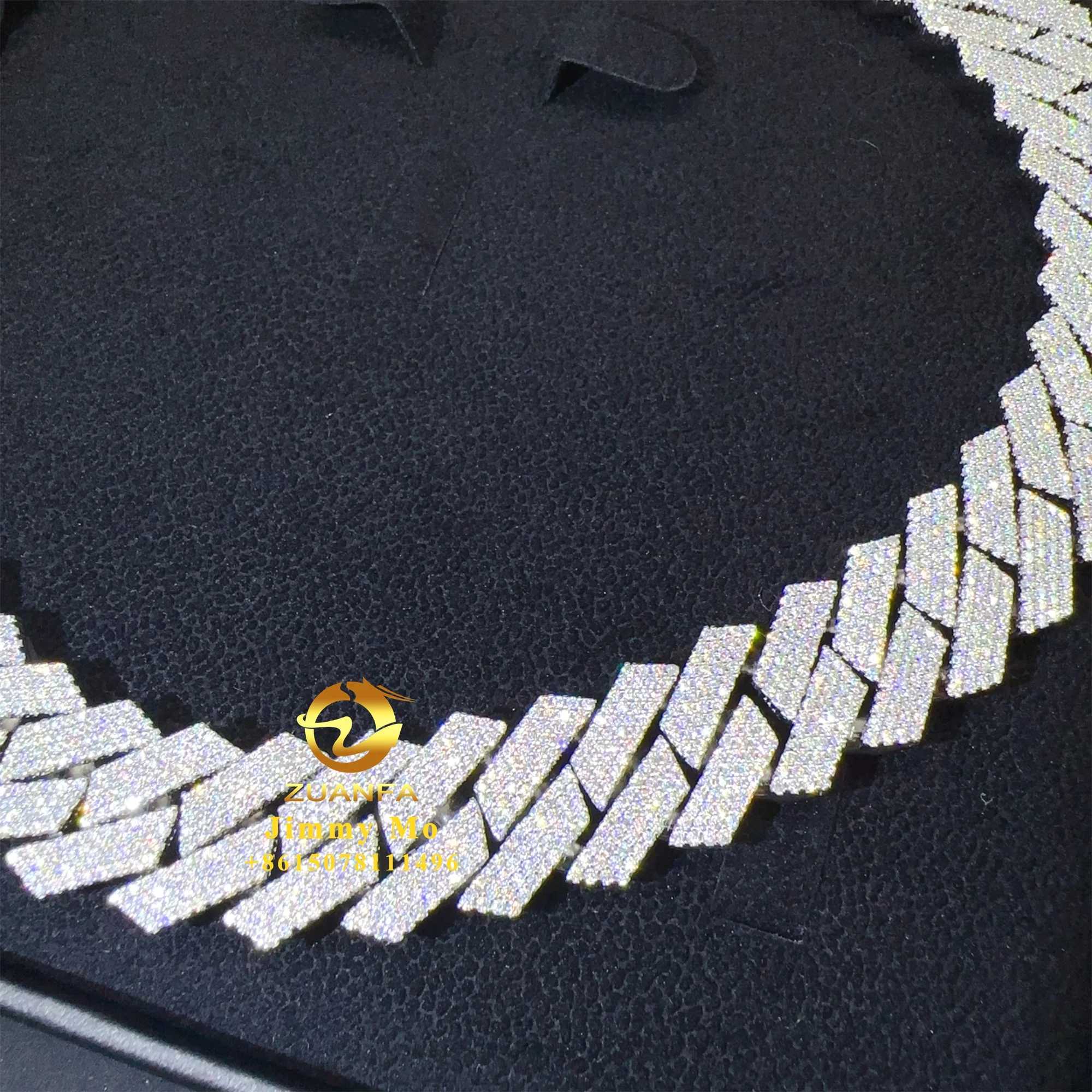 Design Luxury Big Guy Heavy 925 Solid Silver 19mm 4 Rows Iced Out Hip Hop Vvs1 Moissanite Diamond Miami Cuban Link Chain