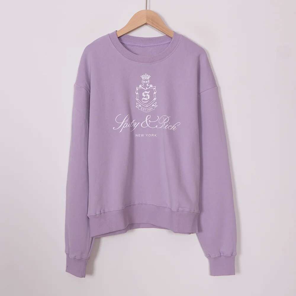 5W251 Letter Graphic Print Spotry Sweatshirt Women O-Neck Long Sleeve Sporty Female Pullover Vintage Casual Lady Top 2024