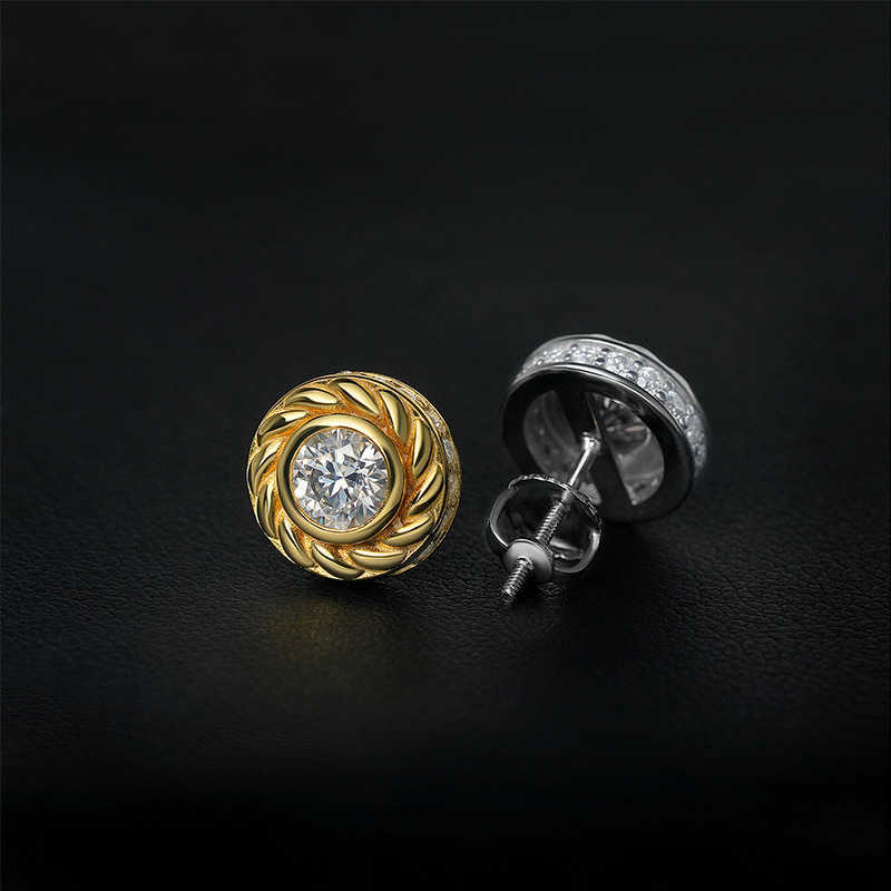 New moissanite earrings s925 silver moissanite D-color VVS hip-hop earrings accessories