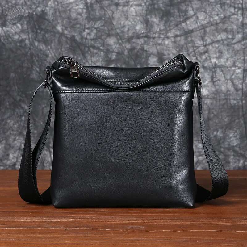 Crossbody Shoulder Cowhide Head Layer Simple Casual Cross Vertical Soft Leather Men's Bag