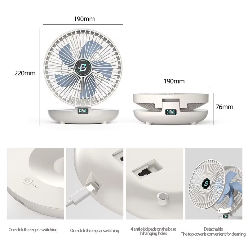 Portable Ventilation Air Multifunctional Folding Fan Mini Desktop Usb Fan Wall-mounted Foldable Table Model Fan