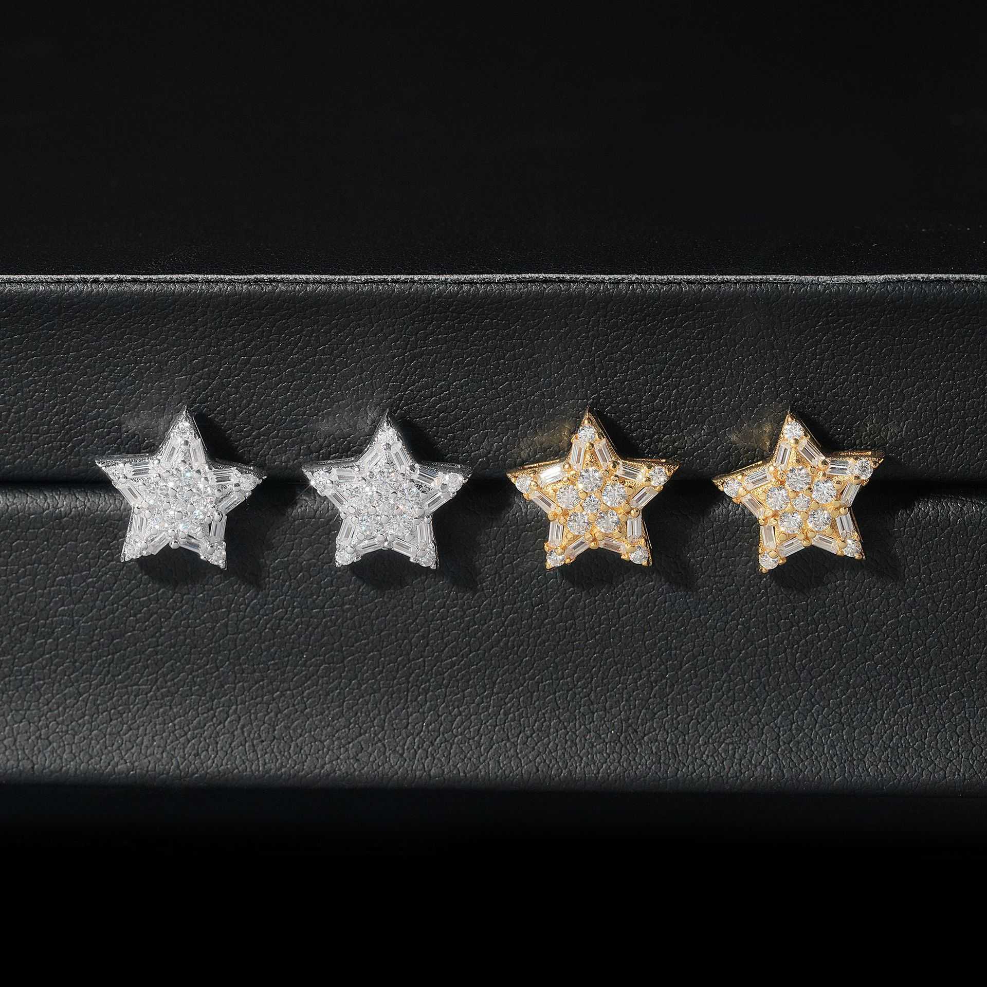 New Creative Star Hip Hop Earrings 925 sterling silver earrings with Mozambique earrings