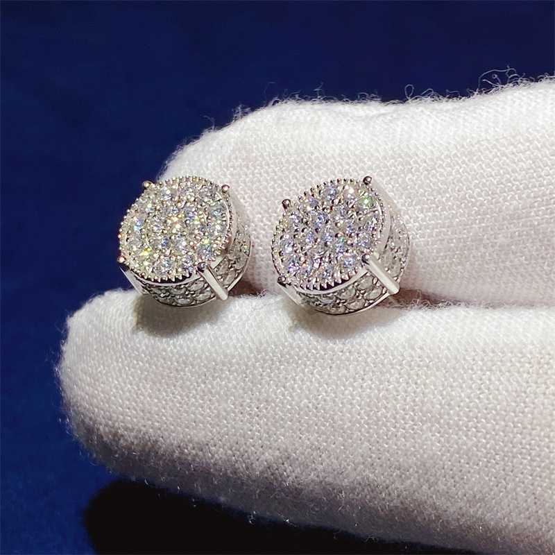 Ready To Ship Iced Out Real 10K/14K Solid Gold D/VVS Moissanite Diamond Stud Earrings
