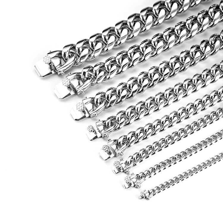 Faucet Chain Necklace Miami Cuba Silver Stainless Steel Trendy Men 6mm 8mm10mm12mm 14mm 16mm 18mm Gold Cuban Link Chain 1pc/opp.