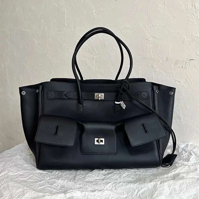 2025 Fashion Microfiber Leather Tote For Women Designer Folds Lock Buckle Shoulder Bag Mulitple Pocketa Large Capacity Handbags