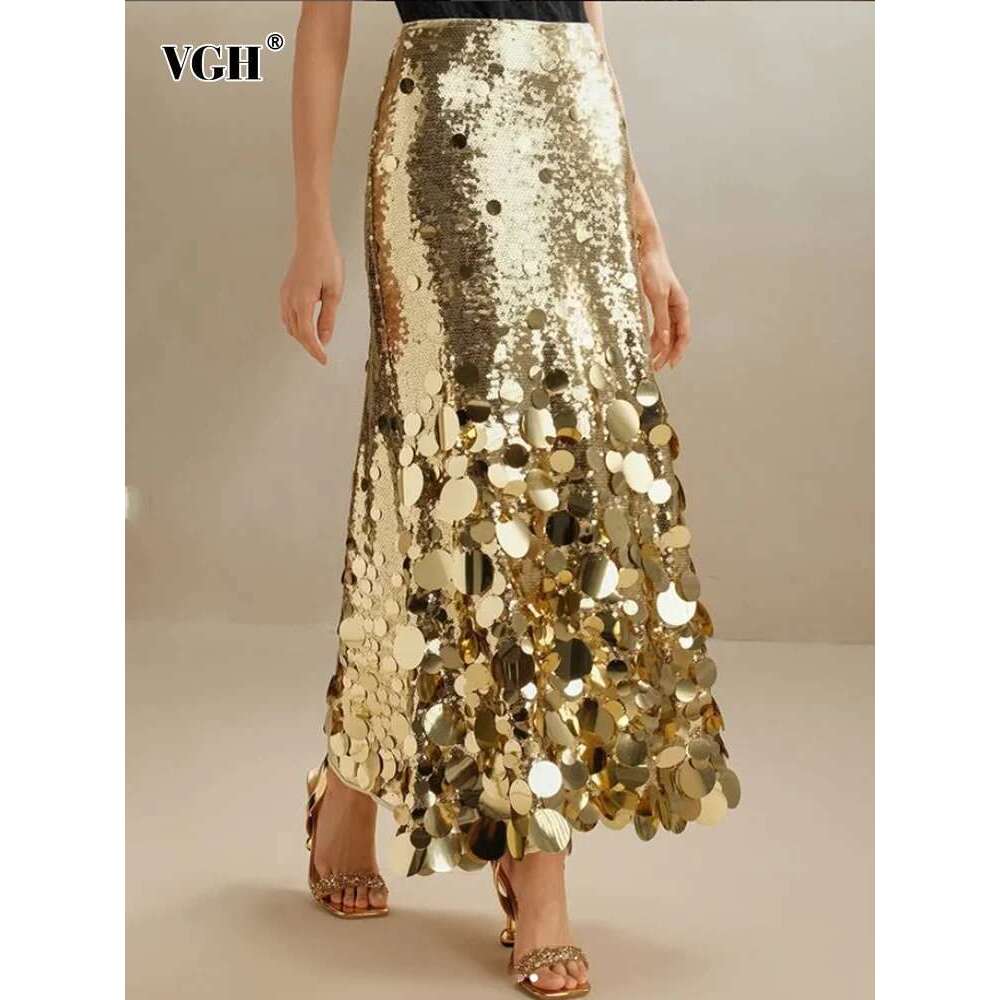 Shiny Party Skirts For Women High Wiast Slimming Patchwork Sequines Temperament A E Skirt Female Fashion Clothing