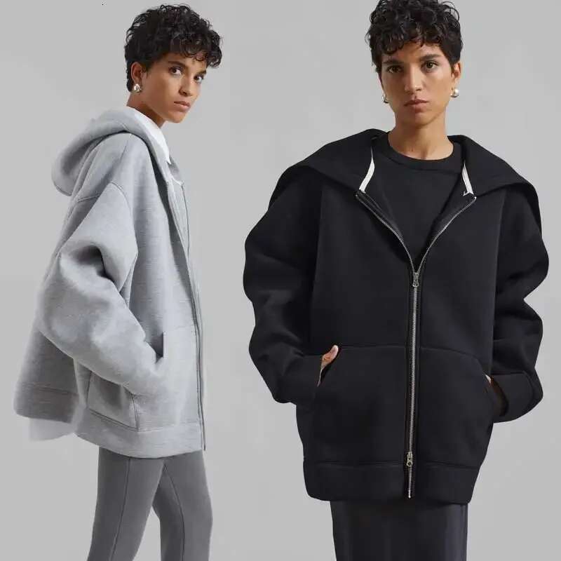 OVERSIZED HOODIE GREY Exaggerated hood Drop shoulders Large front pockets high fashion hoodies women new cotton sweatshirt